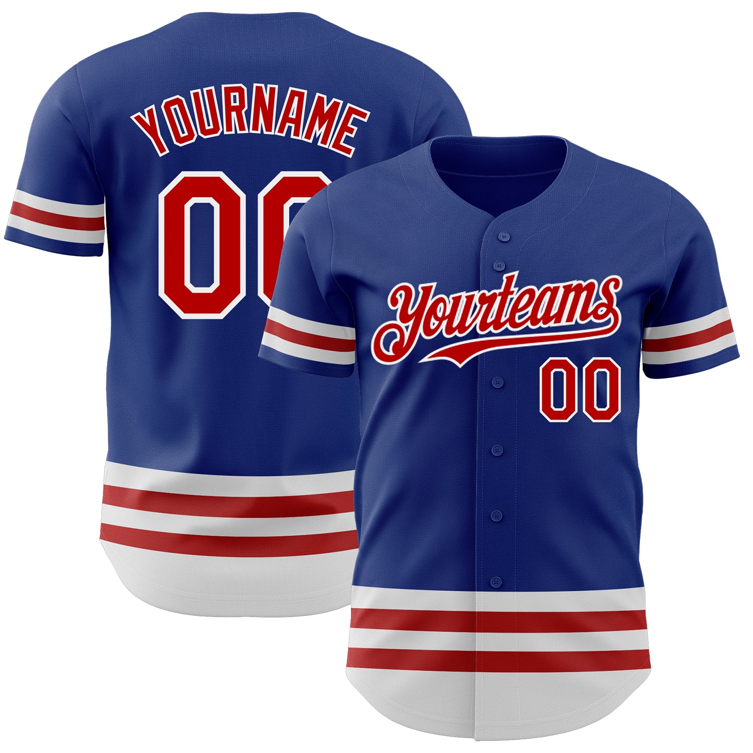 Custom Name Number Authentic Baseball Jersey - Personalized Royal Red-White Line Team Jersey Personalized Royal Red-White