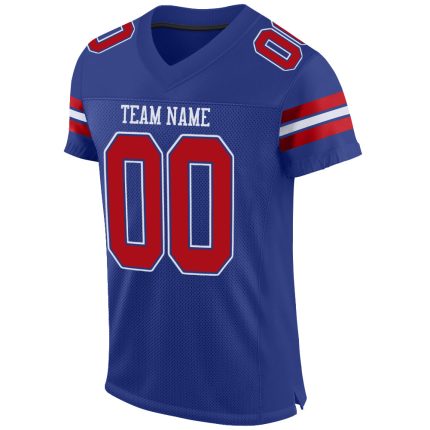 Custom Team Name Number Authentic Football Jersey - Personalized Royal Red-White Mesh Jersey Personalized Royal Red-White