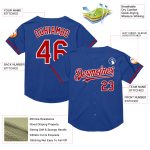 Custom Name and Number Personalized Royal Red-White Mesh Authentic Baseball Jersey - Throwback Team Style Personalized Royal