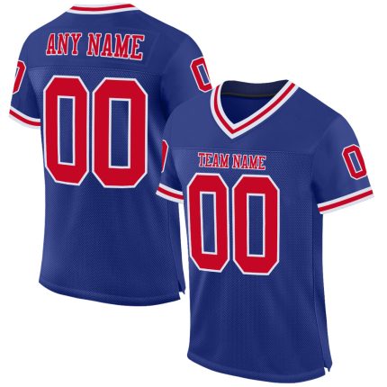 Personalized Red and White Mesh Authentic Throwback Football Jersey Personalized Royal Red-White Mesh Authentic Throwback