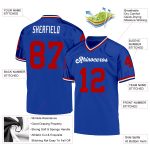 Custom Name and Number Personalized Royal Red-White Mesh Throwback Football Jersey - Authentic Team Apparel Personalized