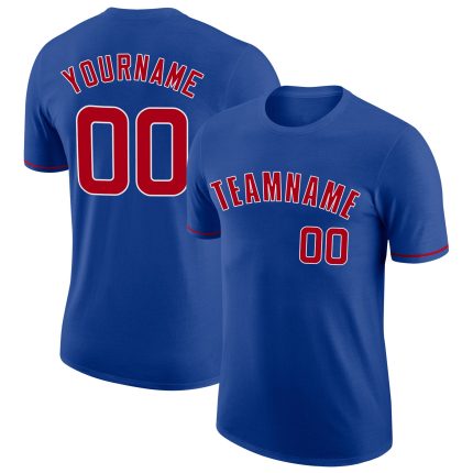 Custom Name Number Performance T-Shirt for Teams - Personalized Red and White Apparel Personalized Royal Red-White Performance