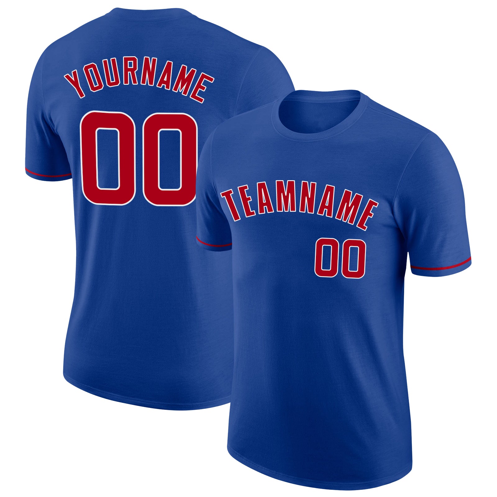 Custom Name Number Performance T-Shirt for Teams - Personalized Red and White Apparel Personalized Royal Red-White Performance