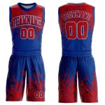 Personalized Basketball Jersey - Red & White Round Neck Sublimation Suit Personalized Royal Red-White Round Neck Sublimation