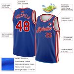 Custom Name and Number Basketball Jersey - Authentic City Edition Red-White Side Stripes Personalized Royal Red-White Side