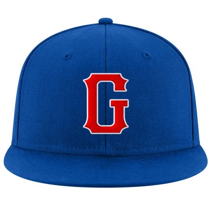 Custom Name and Number Adjustable Snapback Hat - Personalized Royal Red-White Stitched Team Cap Personalized Royal Red-White