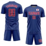 Custom Japanese Flag Soccer Jersey with Personalized Name and Number - Royal Red-White Sublimation Team Uniform Personalized