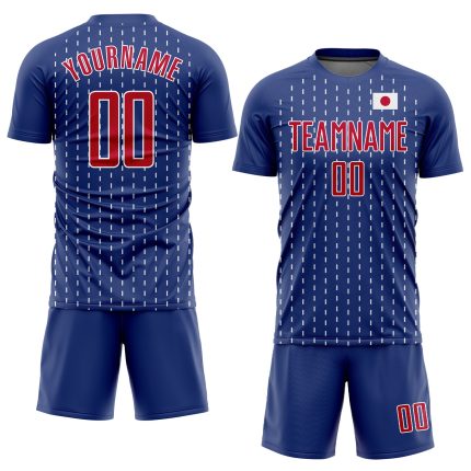 Custom Japanese Flag Soccer Jersey with Personalized Name and Number - Royal Red-White Sublimation Team Uniform Personalized