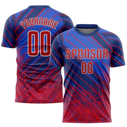 Personalized Red and White Soccer Jersey - Custom Sublimation Uniform Personalized Royal Red-White Sublimation Soccer Uniform