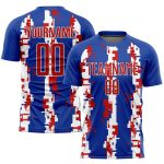 Custom Soccer Uniform Jersey - Personalized Red-White Sublimation with Team Name and Number Personalized Royal Red-White