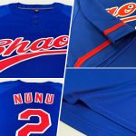 Custom Unisex Softball Jersey - Royal Red and White Two-Button Design Personalized Royal Red-White Two-Button Unisex Softball
