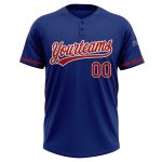 Custom Unisex Softball Jersey - Royal Red and White Two-Button Design Personalized Royal Red-White Two-Button Unisex Softball