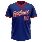 Custom Name and Number Royal Red-White Softball Jersey Unisex Two-Button Personalized Team Apparel Personalized Royal Red-White