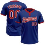 Custom Name and Number Royal Red-White Softball Jersey Unisex Two-Button Personalized Team Apparel Personalized Royal Red-White