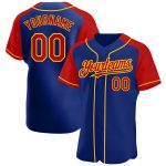 Custom Name and Number Baseball Jersey - Personalized Royal Red-Yellow Authentic Raglan Sleeves Personalized Royal Red-Yellow