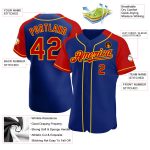 Custom Name and Number Baseball Jersey - Personalized Royal Red-Yellow Authentic Raglan Sleeves Personalized Royal Red-Yellow