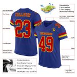 Custom Name and Number Mesh Football Jersey - Authentic Royal Red-Yellow Team Jersey Personalized Royal Red-Yellow Mesh Authentic
