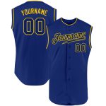 Custom Name and Number Personalized Royal Gold Baseball Jersey - Authentic Sleeveless Team Apparel Personalized Royal Royal-Gold