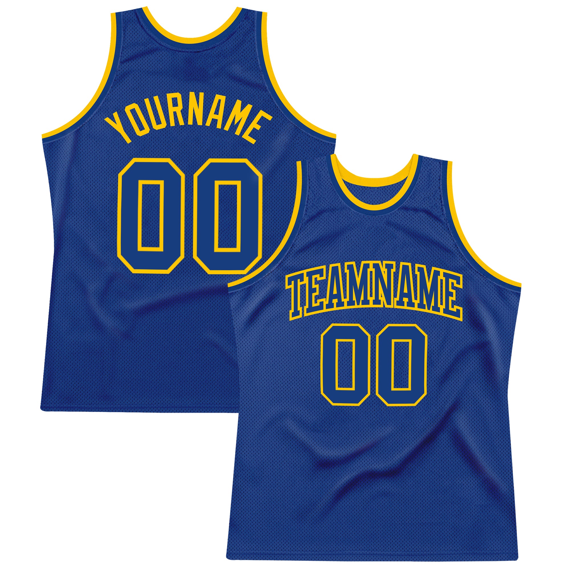 Custom Royal Gold Basketball Jersey with Personalized Name and Number - Authentic Throwback Team Design Personalized Royal