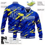 Custom Personalized Gold-Black 3D Pattern Varsity Letterman Jacket with Name & Number - Bomber Full-Snap Design Personalized