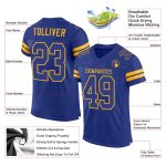 Personalized Custom Name and Number Royal-Gold Authentic Football Jersey - Team Jersey Personalized Royal Royal-Gold Mesh
