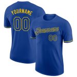 Custom Team Name and Number Royal Gold Performance T-Shirt Personalized for Sports Personalized Royal Royal-Gold Performance