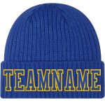 Custom Name and Number Personalized Royal Gold Stitched Cuffed Knit Hat - Team Apparel Personalized Royal Royal-Gold Stitched
