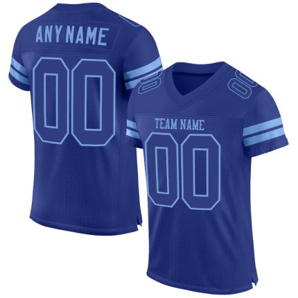 Personalized Custom Name and Number Football Jersey - Royal-Light Blue Mesh Authentic Design Personalized Royal Royal-Light