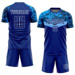 Custom Light Blue Soccer Jersey with Name & Number - Personalized Royal Sublimation Uniform Personalized Royal Royal-Light