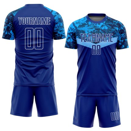 Custom Light Blue Soccer Jersey with Name & Number - Personalized Royal Sublimation Uniform Personalized Royal Royal-Light