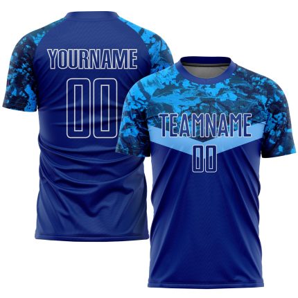 Custom Light Blue Soccer Jersey with Name & Number - Personalized Royal Sublimation Uniform Personalized Royal Royal-Light