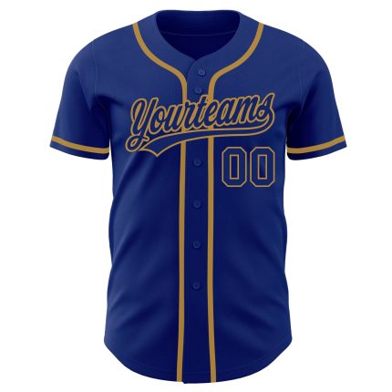 Custom Authentic Baseball Jersey - Personalized Royal-Old Gold Design Personalized Royal Royal-Old Gold Authentic Baseball
