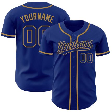 Custom Authentic Baseball Jersey - Personalized Royal-Old Gold Design Personalized Royal Royal-Old Gold Authentic Baseball
