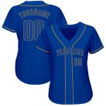 Custom Name and Number Authentic Baseball Jersey in Royal Old Gold - Personalized Team Apparel Personalized Royal Royal-Old