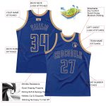 Custom Name and Number Throwback Basketball Jersey - Personalized Royal Old Gold Authentic Team Jersey Personalized Royal