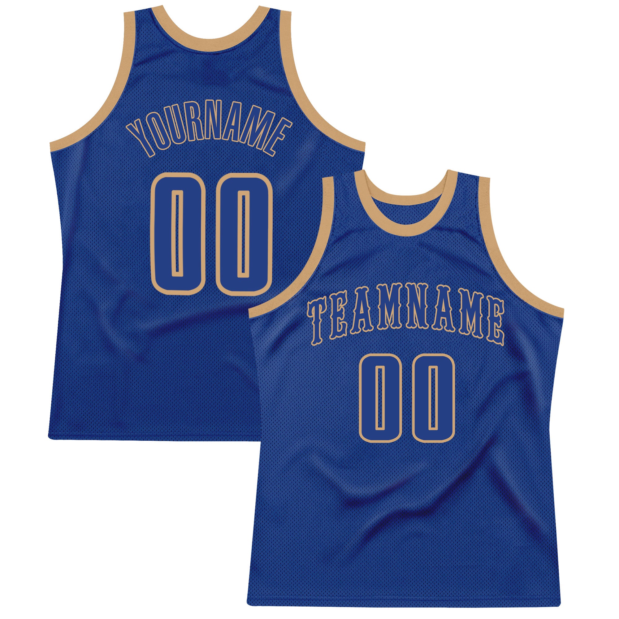 Custom Name and Number Throwback Basketball Jersey - Personalized Royal Old Gold Authentic Team Jersey Personalized Royal