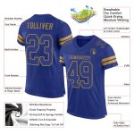 Custom Name and Number Authentic Football Jersey - Personalized Royal-Old Gold Mesh Team Jersey Personalized Royal Royal-Old