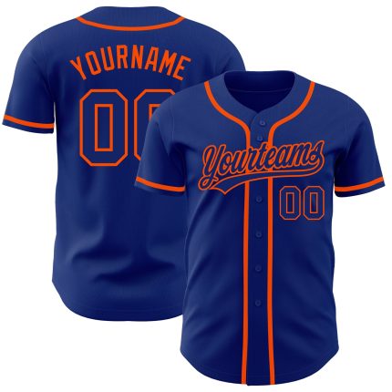 Personalized Royal-Orange Authentic Baseball Jersey for Men and Women Personalized Royal Royal-Orange Authentic Baseball