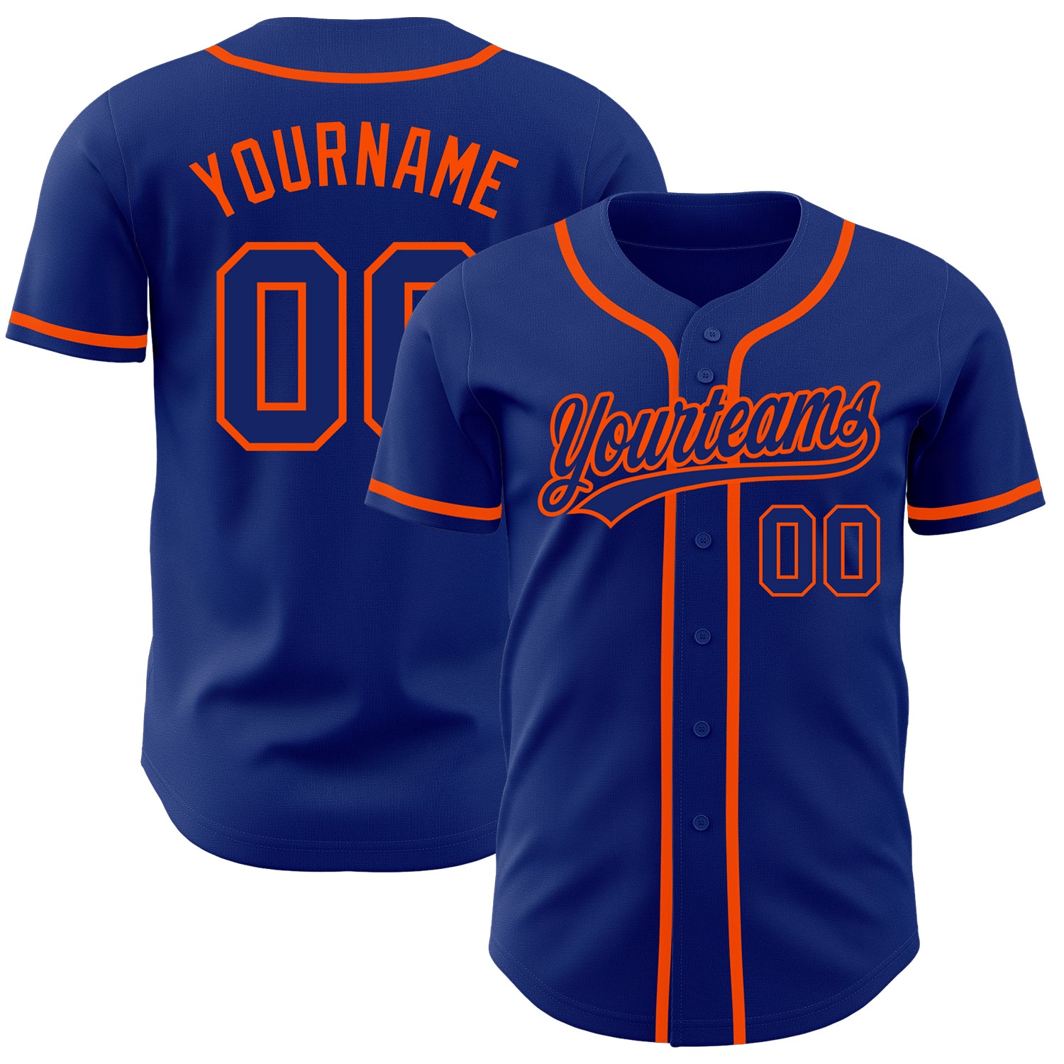 Personalized Royal-Orange Authentic Baseball Jersey for Men and Women Personalized Royal Royal-Orange Authentic Baseball