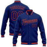 Custom Name Number Varsity Letterman Jacket - Personalized Royal Orange Bomber Jacket for Team sicheren Personalized Royal