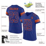 Custom Team Football Jersey - Personalized Royal Orange Mesh with Name and Number Personalized Royal Royal-Orange Mesh Authentic