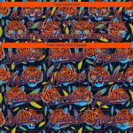 Custom Name & Number Personalized Tiger Head Jungle 3D Bomber Varsity Letterman Jacket in Royal Orange Red Design Personalized