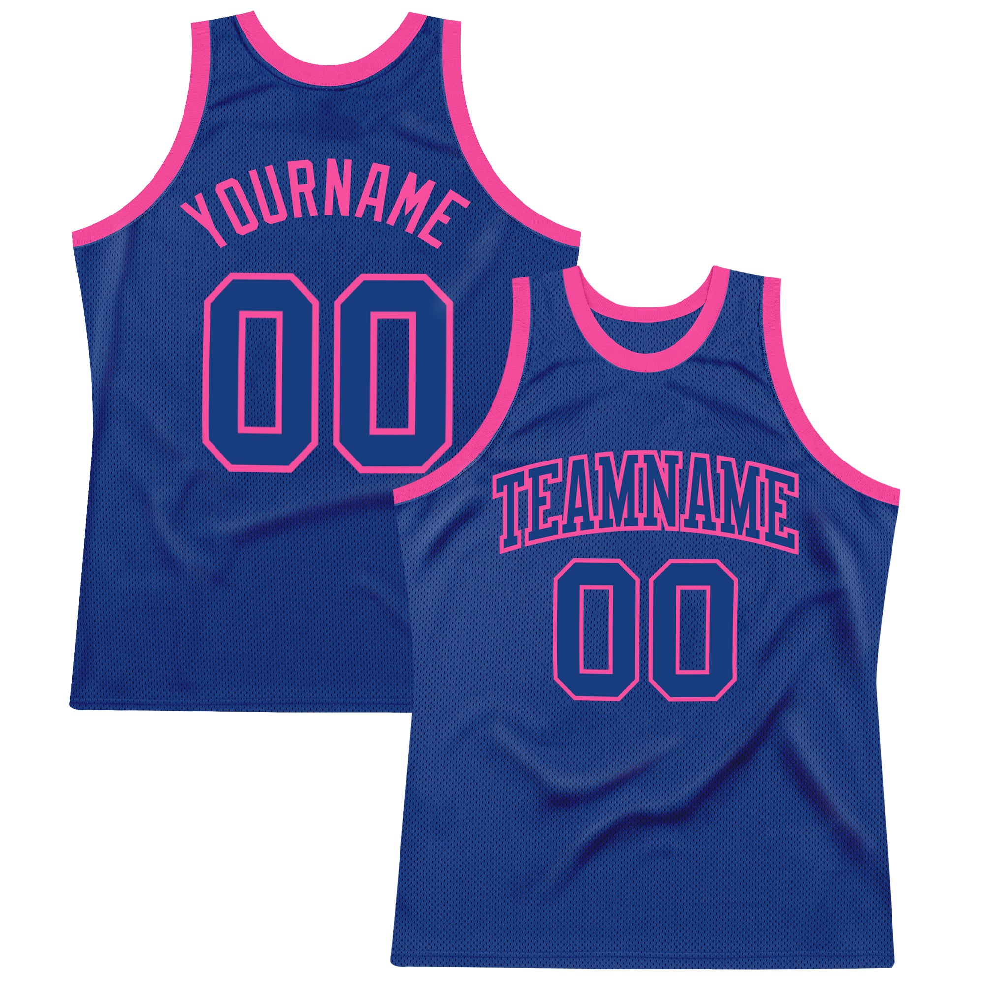 Custom Name Number Personalized Basketball Jersey - Authentic Throwback Royal-Pink Team Jersey Personalized Royal Royal-Pink