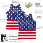 Personalized American Flag Basketball Jersey with Custom Name & Number - Royal Red 3D Pattern Design Personalized Royal Royal-Red