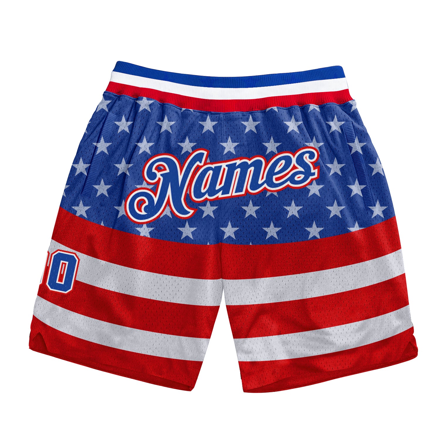 Personalized American Flag 3D Pattern Basketball Shorts with Custom Name & Number - Royal Red Team Apparel Personalized Royal