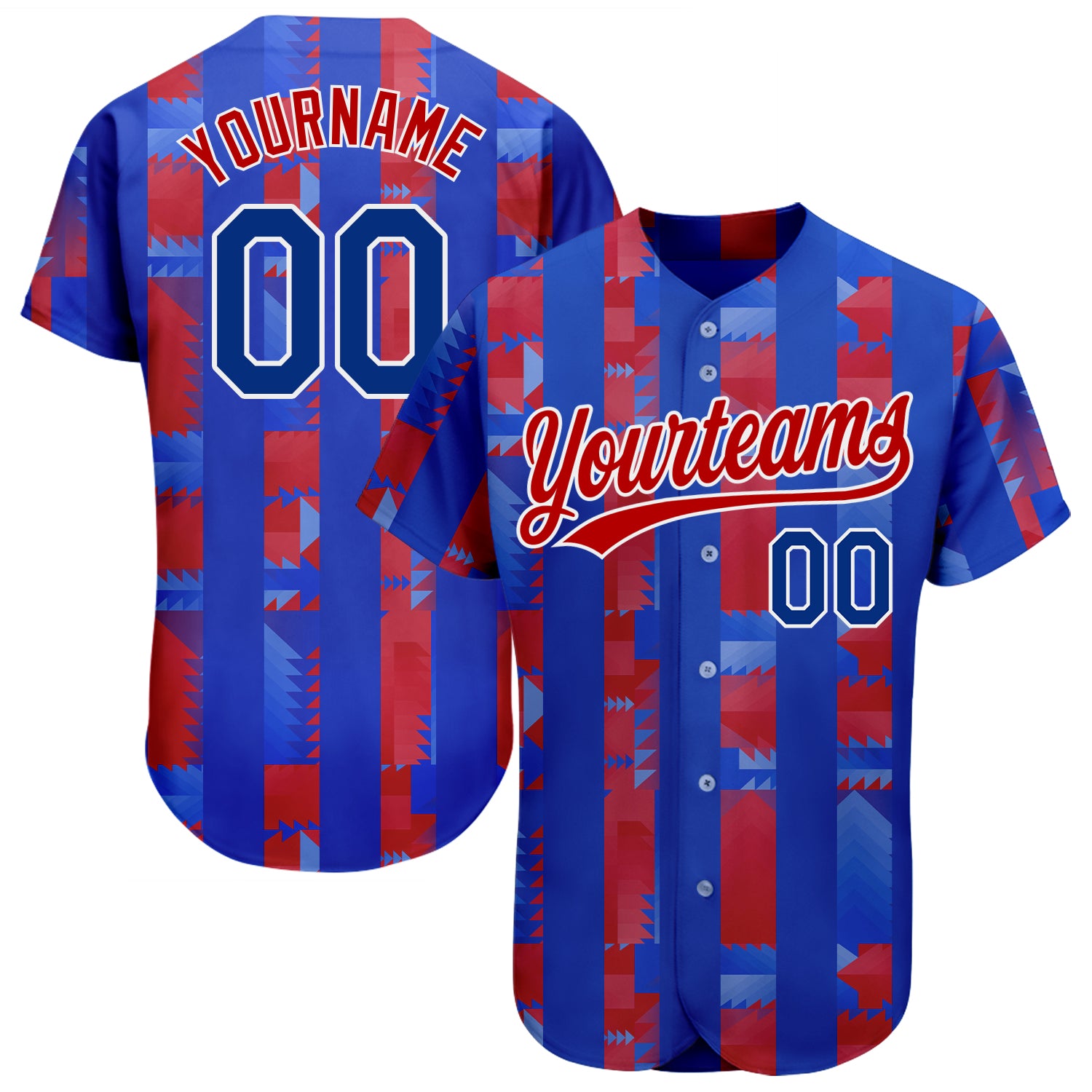 Custom Baseball Jersey Personalized with Name and Number - Authentic Royal Red 3D Pattern Design Personalized Royal Royal-Red