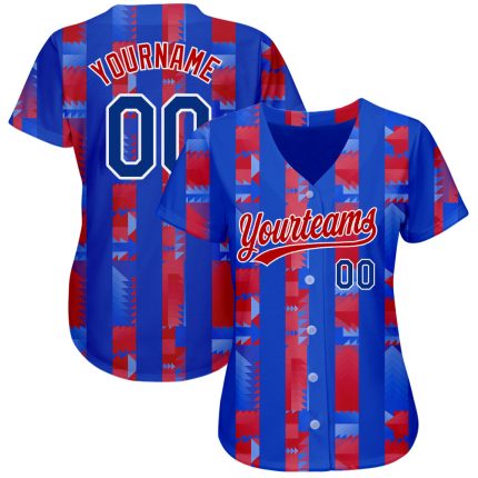 Custom Baseball Jersey Personalized with Name and Number - Authentic Royal Red 3D Pattern Design Personalized Royal Royal-Red