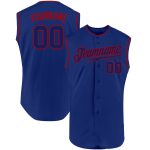Custom Name and Number Personalized Royal-Red Authentic Baseball Jersey Sleeveless Personalized Royal Royal-Red Authentic