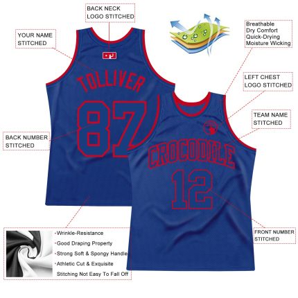 Personalized Royal Red Basketball Jersey Custom Name and Number - Authentic Throwback Team Design Personalized Royal Royal-Red