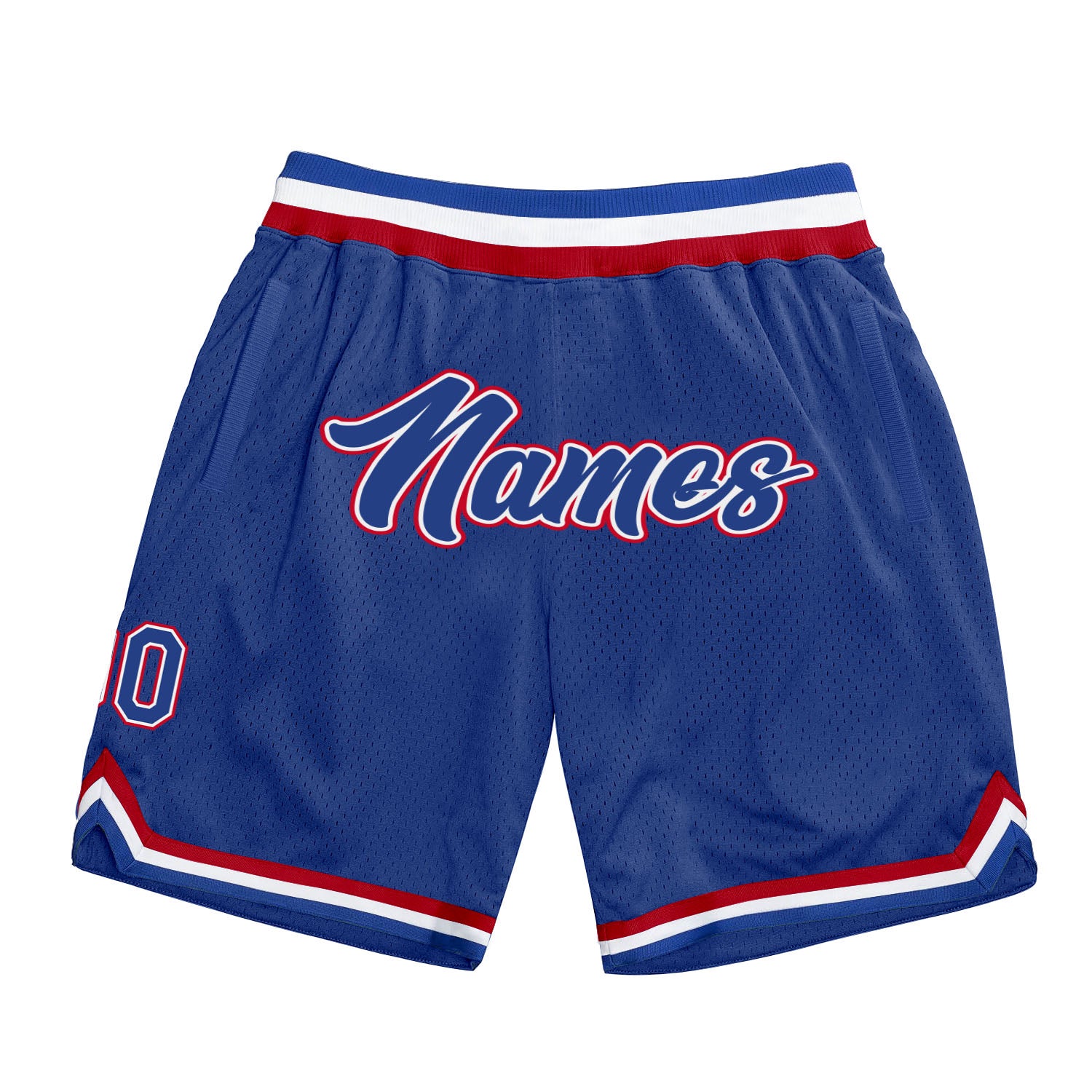 Custom Name and Number Authentic Royal Red Throwback Basketball Shorts - Personalized Team Apparel Personalized Royal Royal-Red
